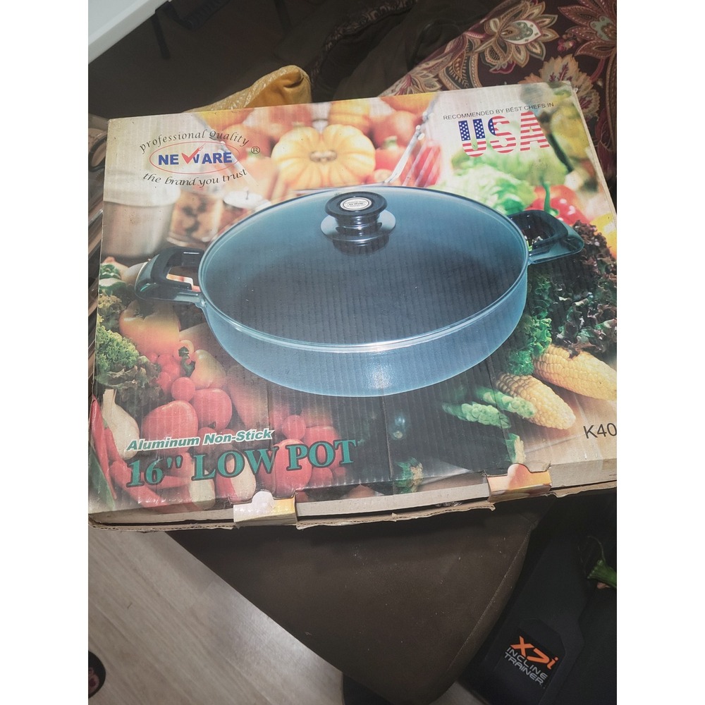 Neware Professional Quality Aluminum Non-Stick 16 Inch Low Pot K4006-40 Blue